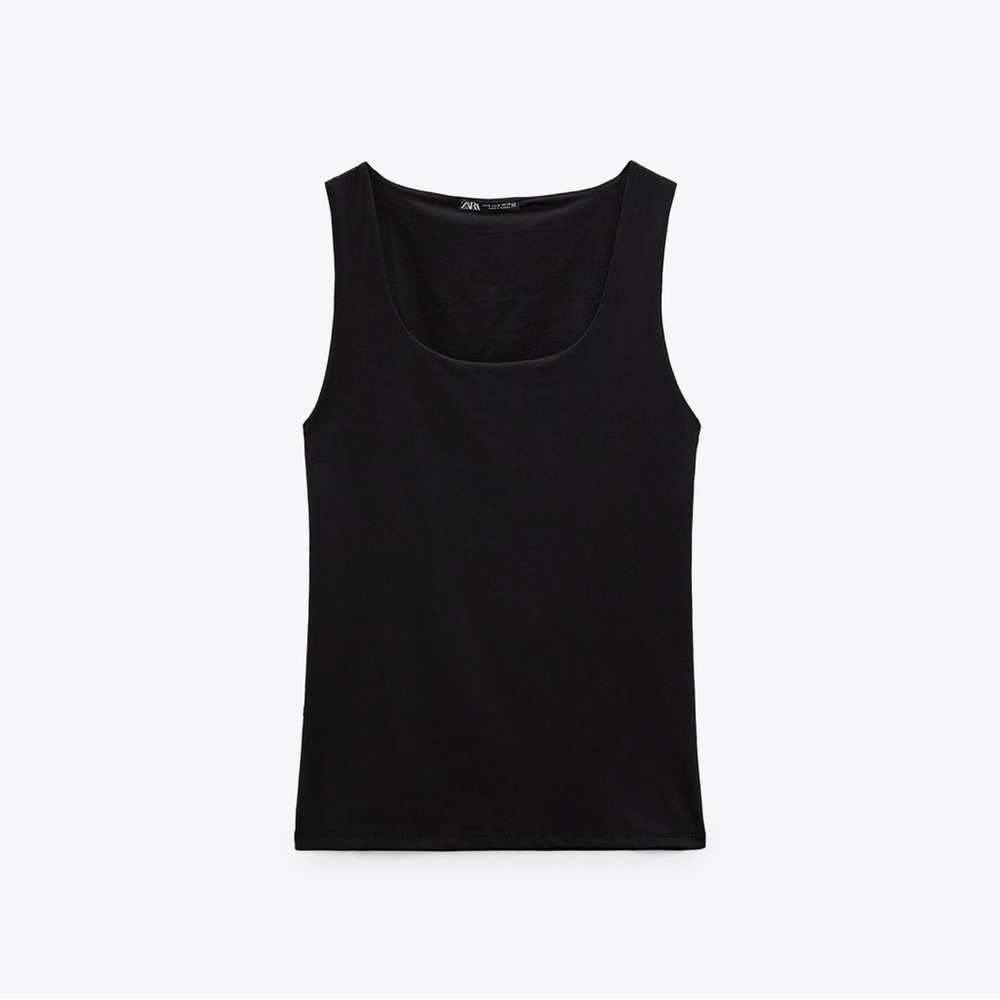 NWT Zara Classic Scoop Neck Black Tank Top